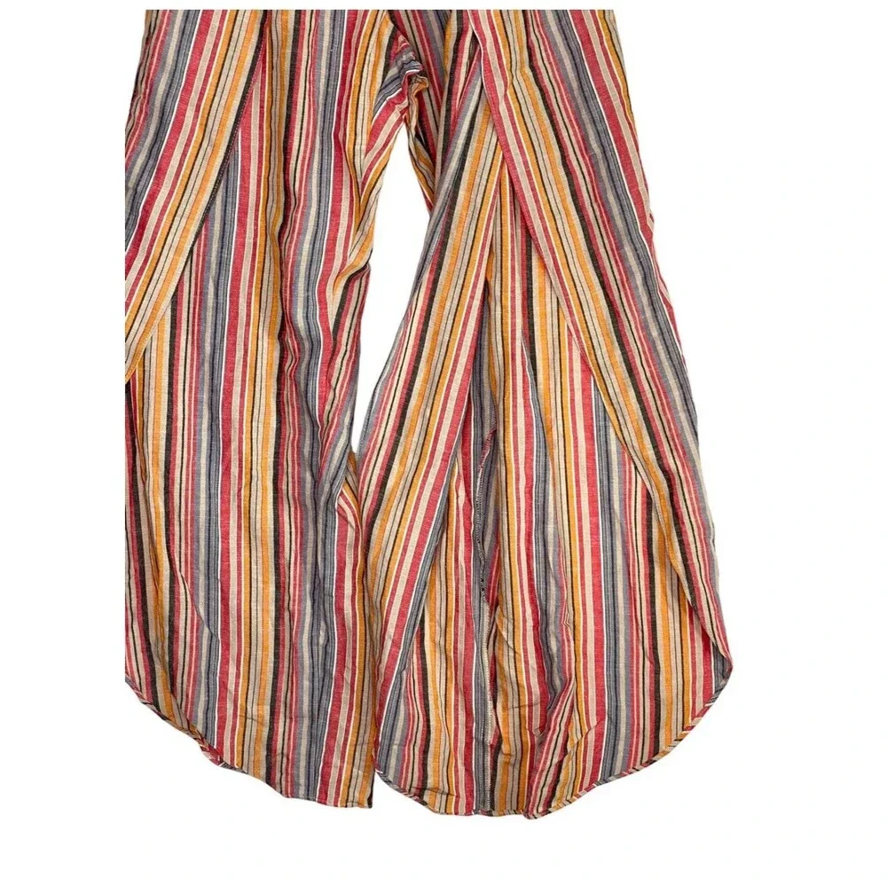 Drew Anthropologie Jumpsuit Womens Medium Pink Linen Striped Strapless Emerson - Picture 2 of 10